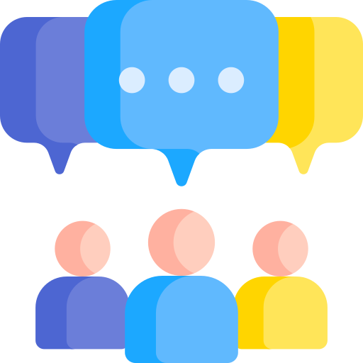 illustration of three people communicating via talk bubbles