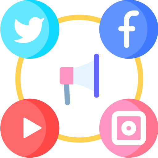 social media network icons illustration in a circle